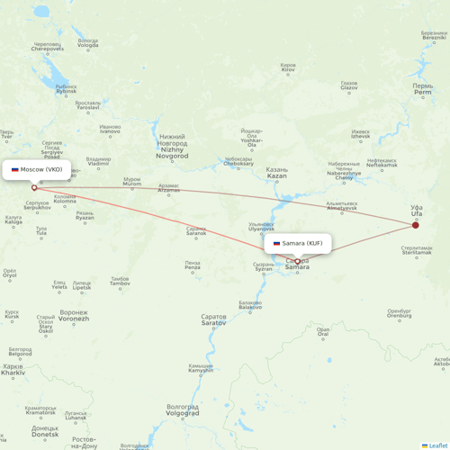 UTair flights between Moscow and Samara