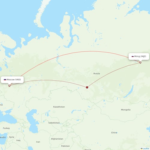 Alrosa Air flights between Moscow and Mirnyj
