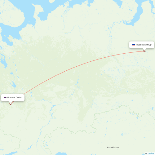 UTair flights between Moscow and Nojabrxsk
