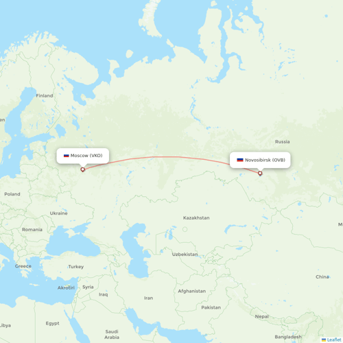Yakutia flights between Moscow and Novosibirsk