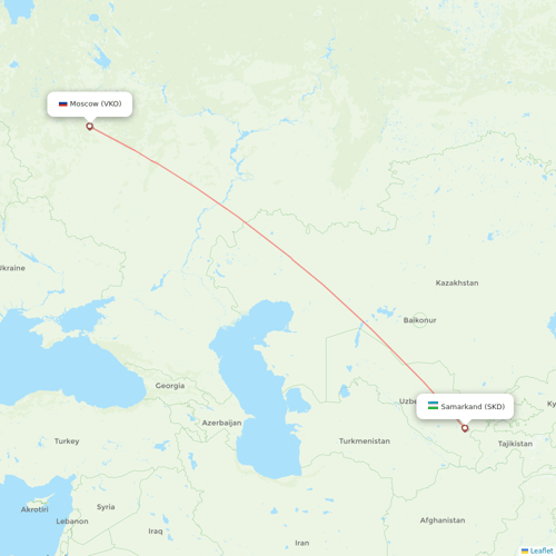 Uzbekistan Airways flights between Moscow and Samarkand