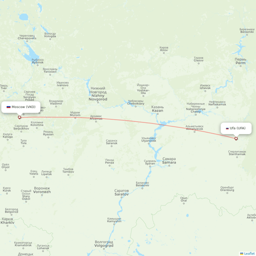 Gazpromavia flights between Moscow and Ufa