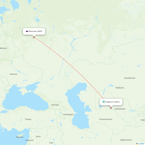 Uzbekistan Airways flights between Moscow and Urgench