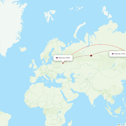 Yakutia flights between Moscow and Yakutsk