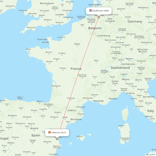 Transavia flights between Valencia and Eindhoven