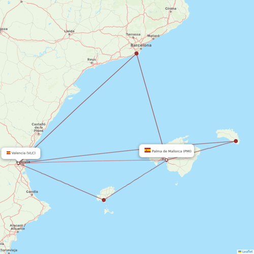 Air Europa flights between Valencia and Palma de Mallorca