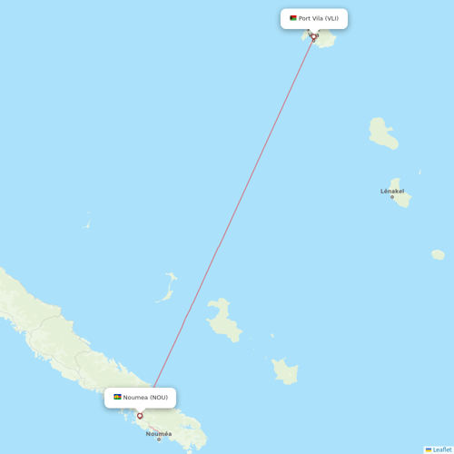 Air Vanuatu flights between Port Vila and Noumea