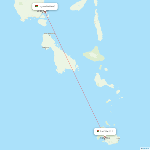 Air Vanuatu flights between Port Vila and Luganville
