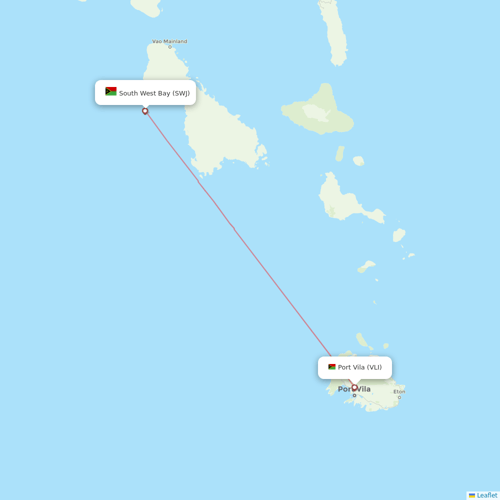 Air Vanuatu flights between Port Vila and South West Bay