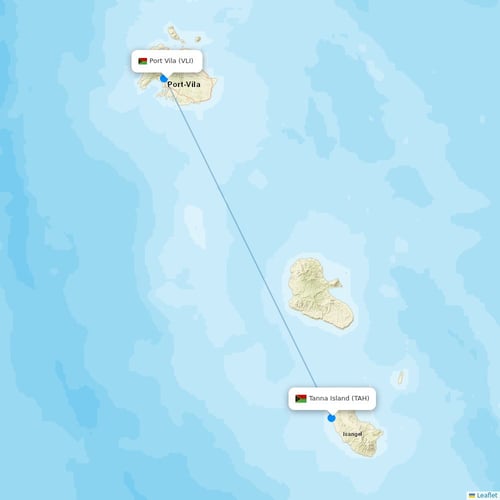 Air Vanuatu flights between Port Vila and Tanna Island