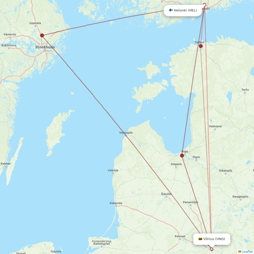 Finnair flights between Vilnius and Helsinki