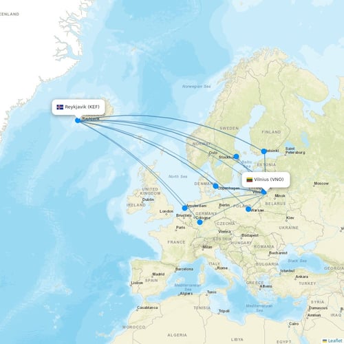 Star Air flights between Vilnius and Reykjavik