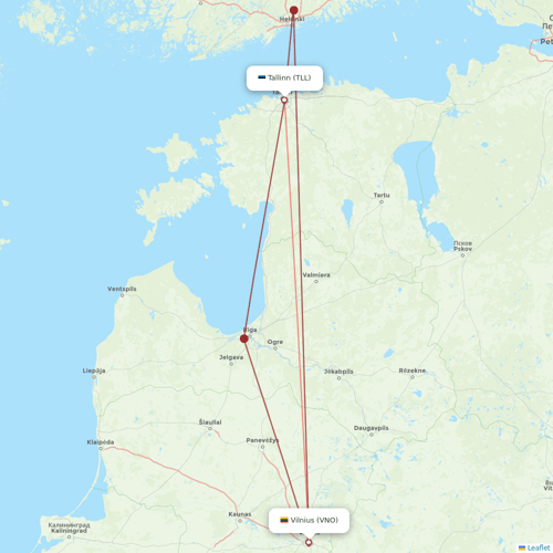 Air Baltic flights between Vilnius and Tallinn