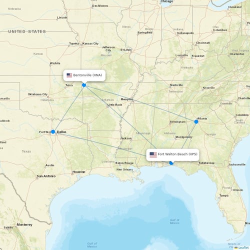 Allegiant Air flights between Fort Walton Beach and Bentonville