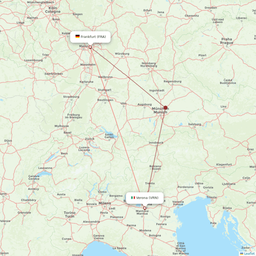 Air Dolomiti flights between Verona and Frankfurt