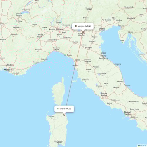 Volotea flights between Verona and Olbia