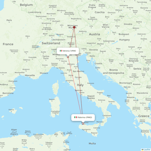 Volotea flights between Verona and Palermo