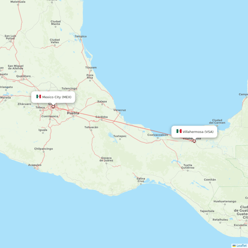 Aeromexico flights between Villahermosa and Mexico City