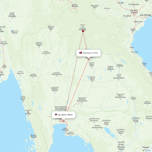 Lao Airlines flights between Vientiane and Bangkok