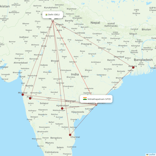 Air India flights between Vishakhapatnam and Delhi