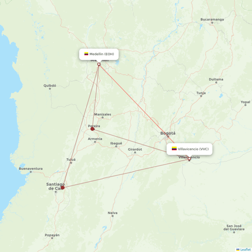 EasyFly flights between Villavicencio and Medellin