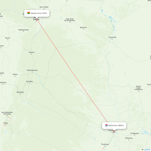 BoA flights between Santa Cruz and Asuncion
