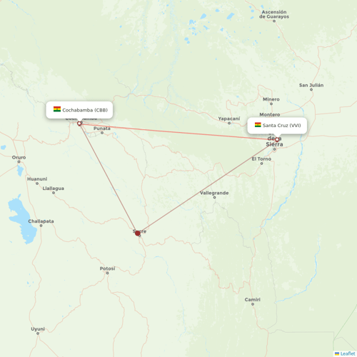 BoA flights between Santa Cruz and Cochabamba