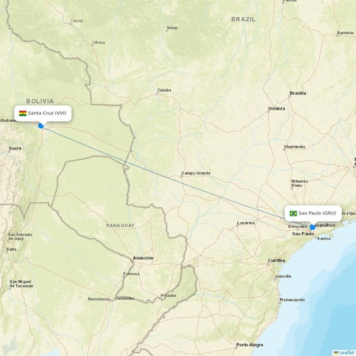 BoA flights between Santa Cruz and Sao Paulo