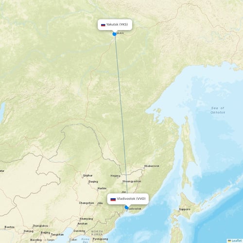 Yakutia flights between Vladivostok and Yakutsk