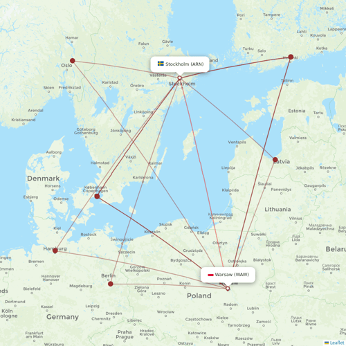 LOT - Polish Airlines flights between Warsaw and Stockholm