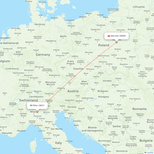 Wizz Air flights between Warsaw and Milan