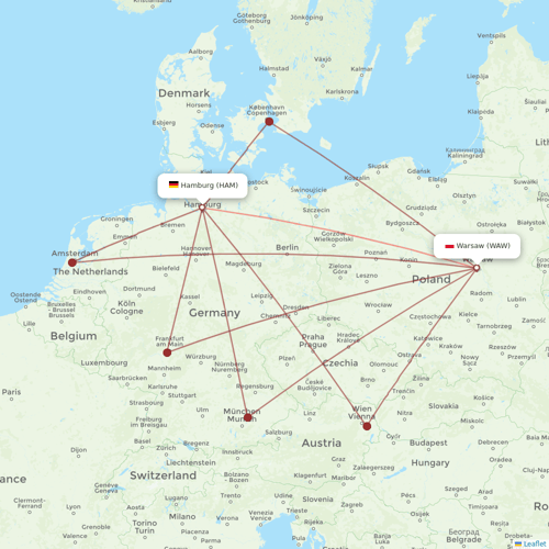 LOT - Polish Airlines flights between Warsaw and Hamburg