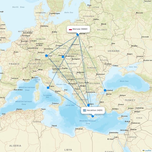 Karinou Airlines  flights between Warsaw and Heraklion
