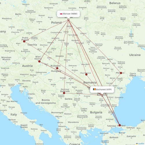 LOT - Polish Airlines flights between Warsaw and Bucharest
