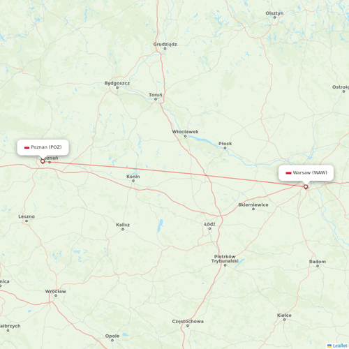 LOT - Polish Airlines flights between Warsaw and Poznan