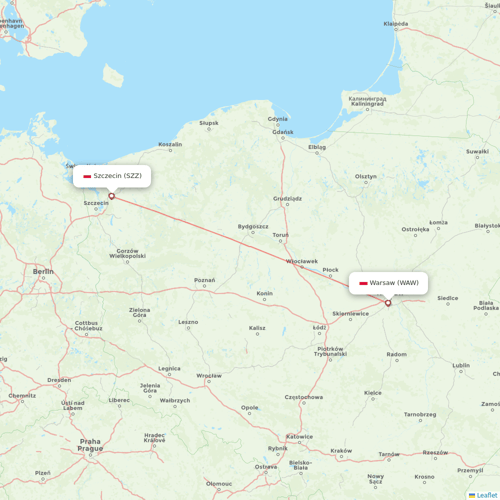 LOT - Polish Airlines flights between Warsaw and Szczecin