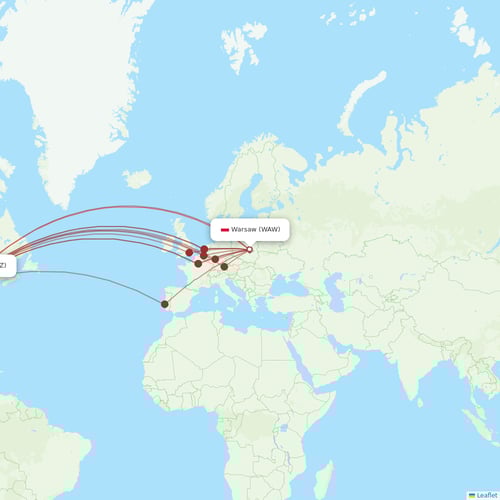 LOT - Polish Airlines flights between Warsaw and Toronto