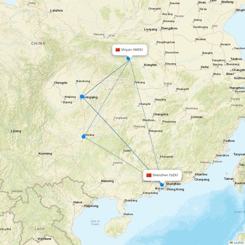 Donghai Airlines flights between Shiyan and Shenzhen