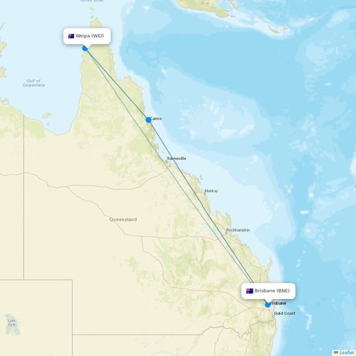 Alliance Airlines flights between Weipa and Brisbane