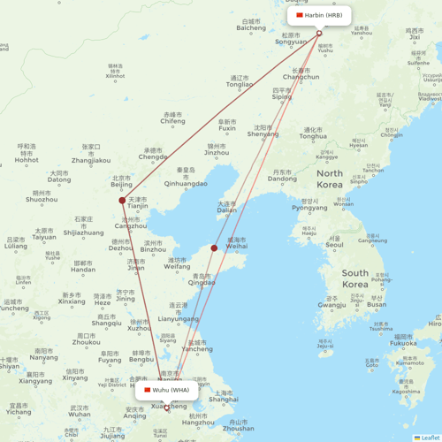 Fuzhou Airlines flights between Wuhu and Harbin