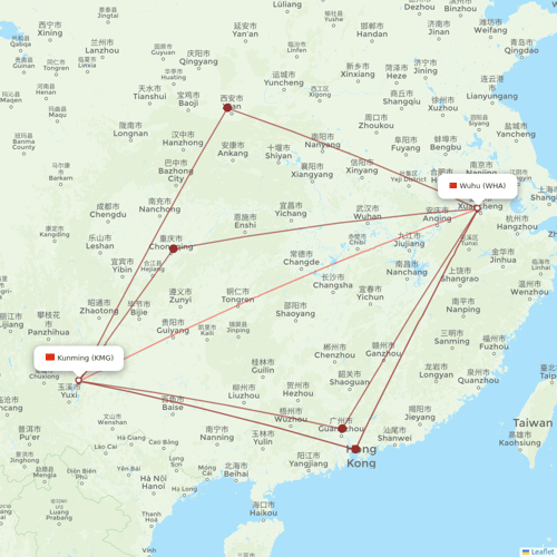 Ruili Airlines flights between Wuhu and Kunming