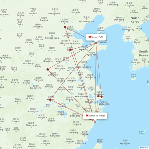 Shanghai Airlines flights between Wenzhou and Yantai