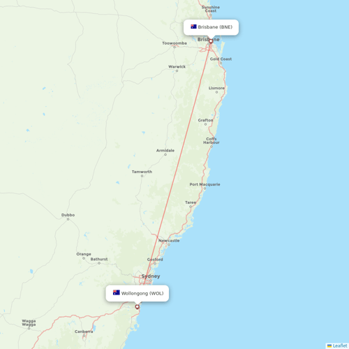 Link Airways flights between Wollongong and Brisbane