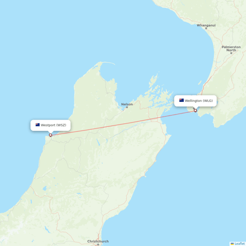 Sounds Air flights between Westport and Wellington