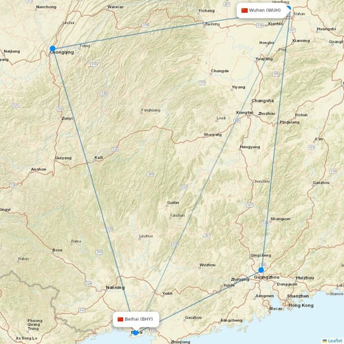 Chengdu Airlines flights between Wuhan and Beihai