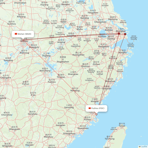 Xiamen Airlines flights between Wuhan and Fuzhou