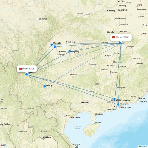 Lucky Air flights between Wuhan and Lijiang