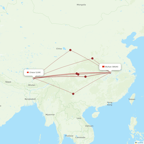Lucky Air flights between Wuhan and Lhasa/Lasa