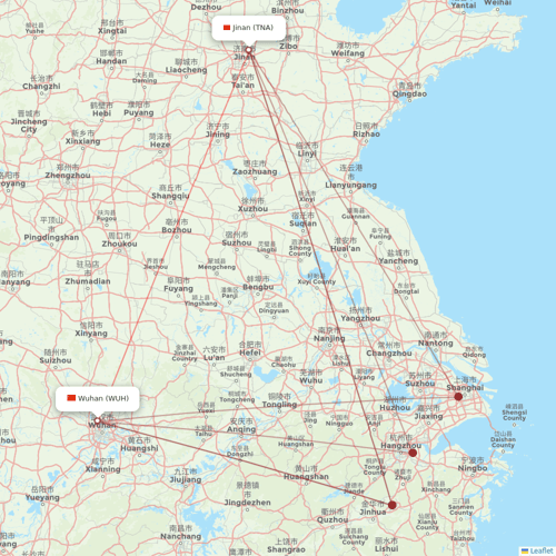 Shandong Airlines flights between Wuhan and Jinan