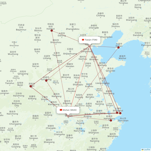 Tianjin Airlines flights between Wuhan and Tianjin